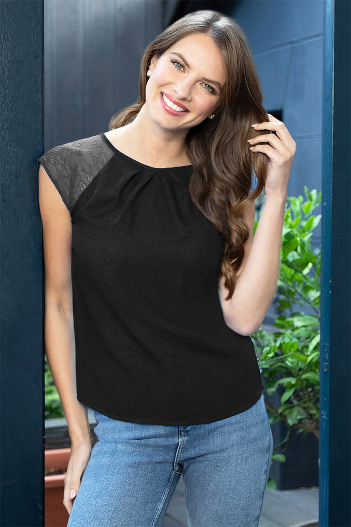 Lace Sleeved Crepe Top