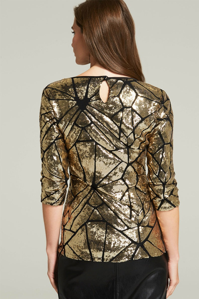 Sequin V Neck Top