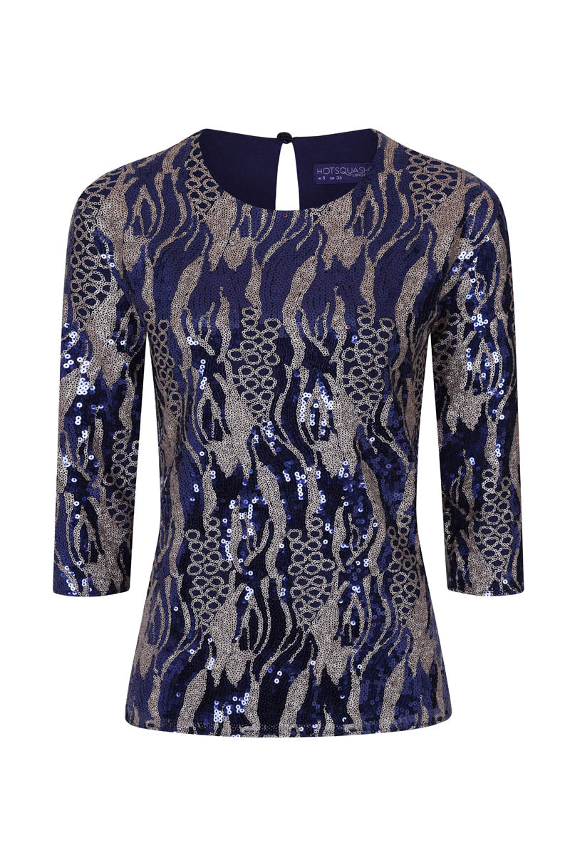 Round Neck Sequin Party Top