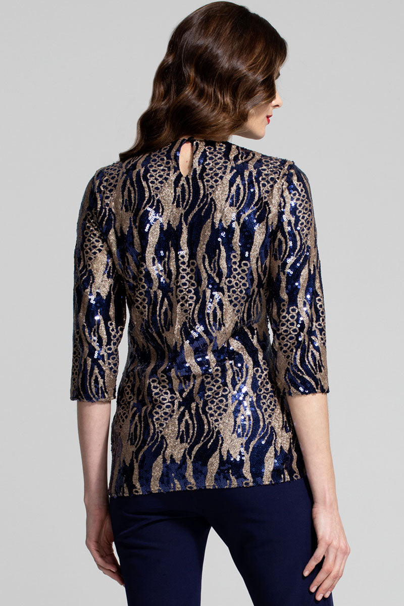 Round Neck Sequin Party Top