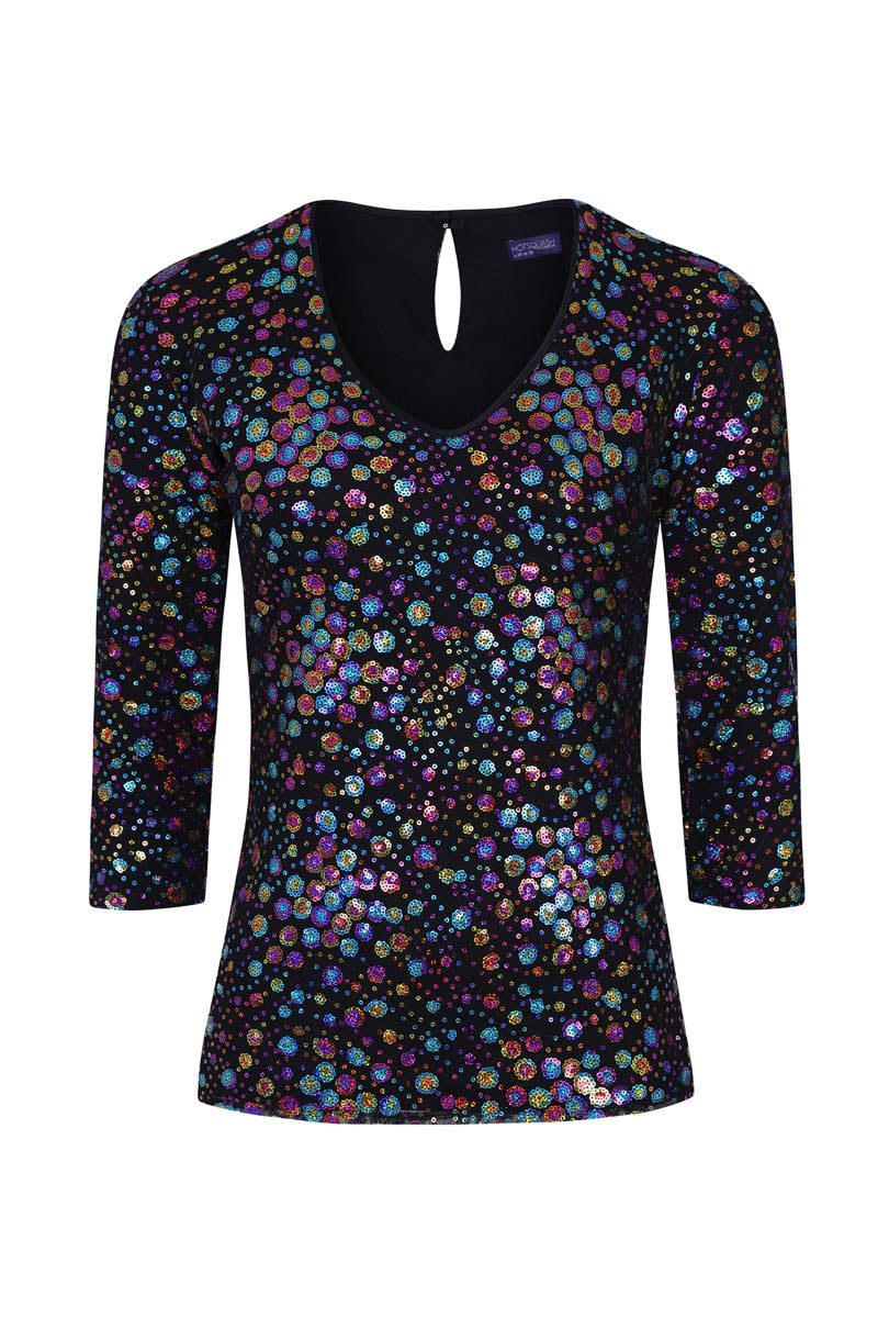 V Neck Sequin Party Top
