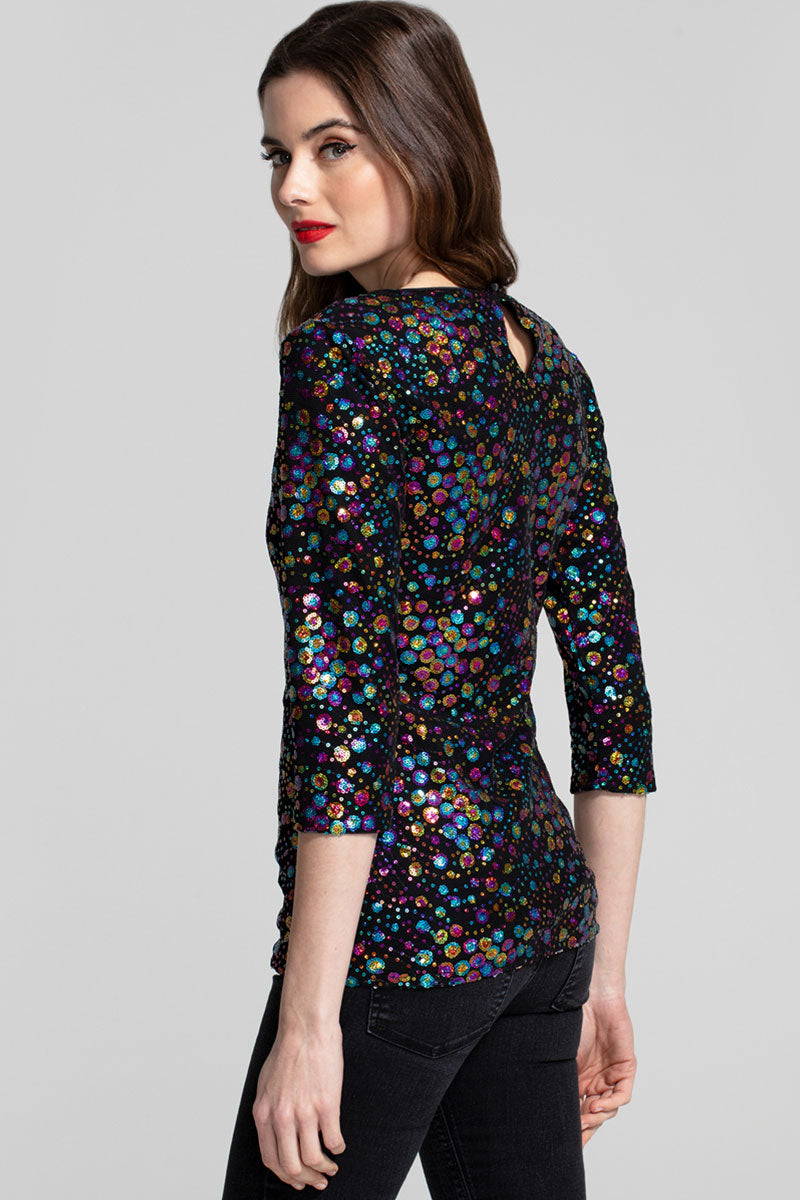V Neck Sequin Party Top