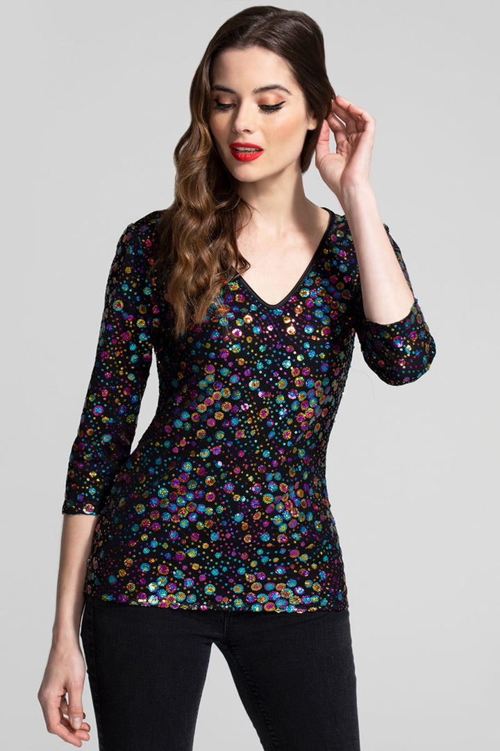 V Neck Sequin Party Top