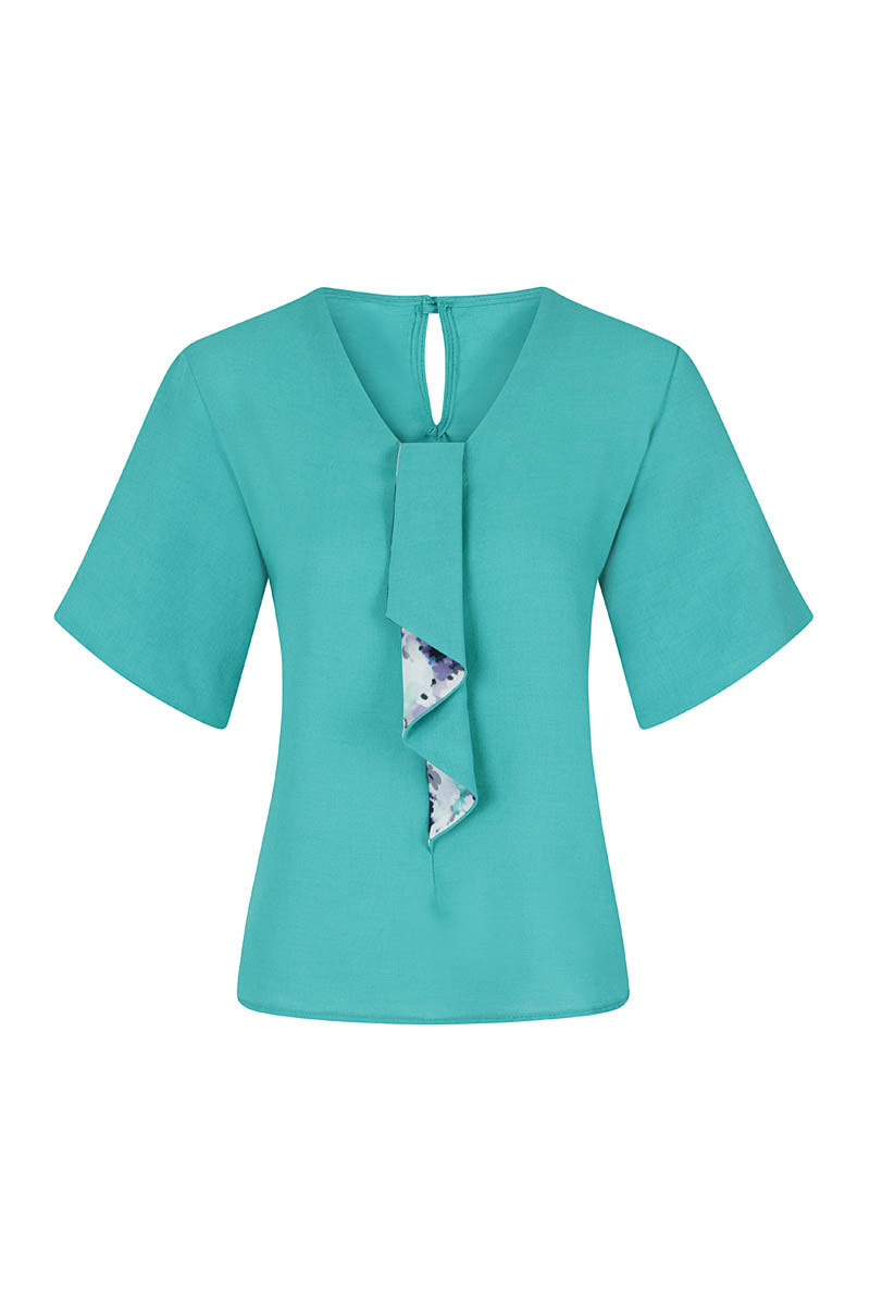 River-Tie Bat-Sleeved Top