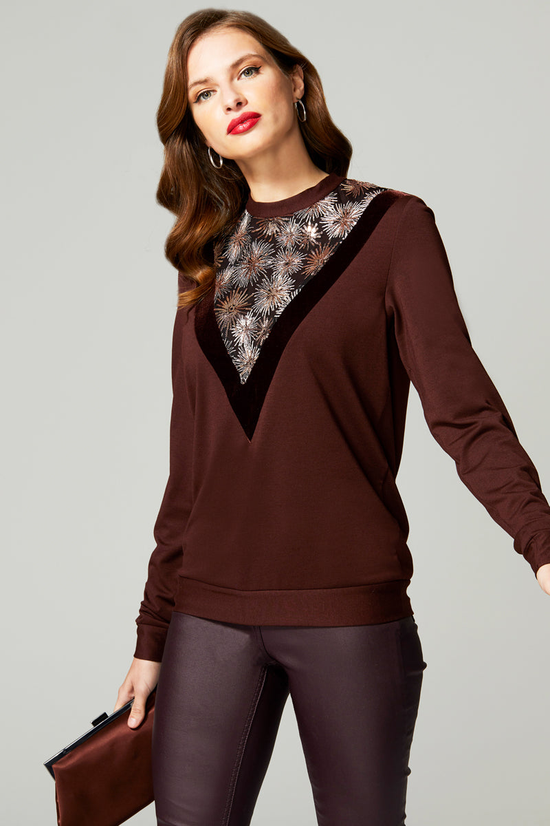 Sweater Top with Velvet