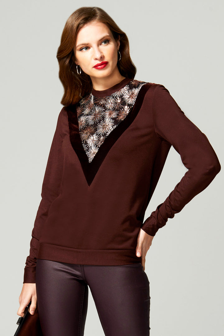 Sweater Top with Velvet