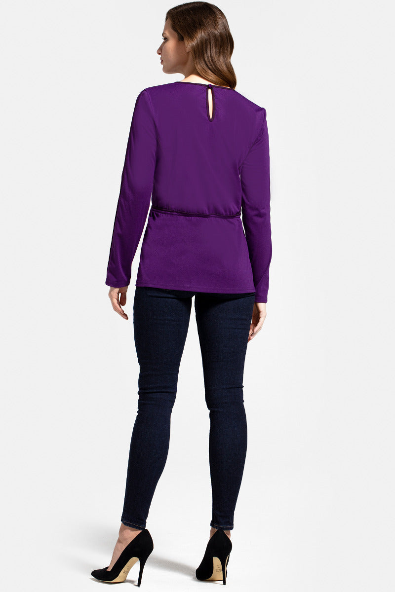 Jersey Keyhole Top with Contrast Seams