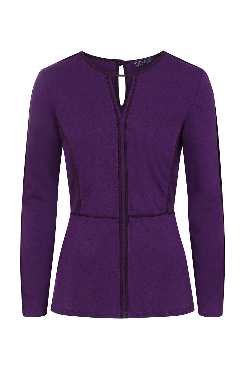 Jersey Keyhole Top with Contrast Seams