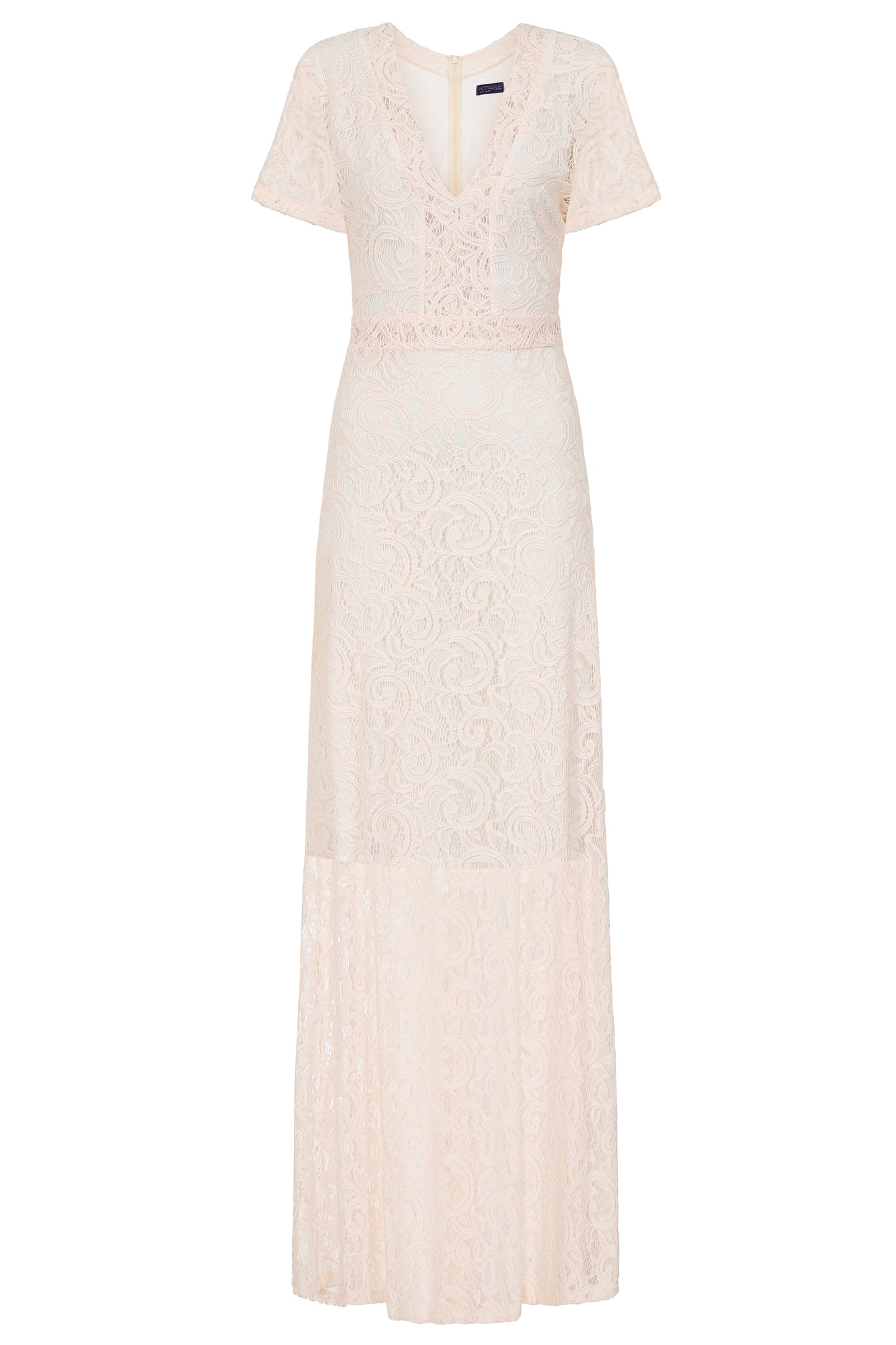 Lace Overlay V-Neck Maxi Dress