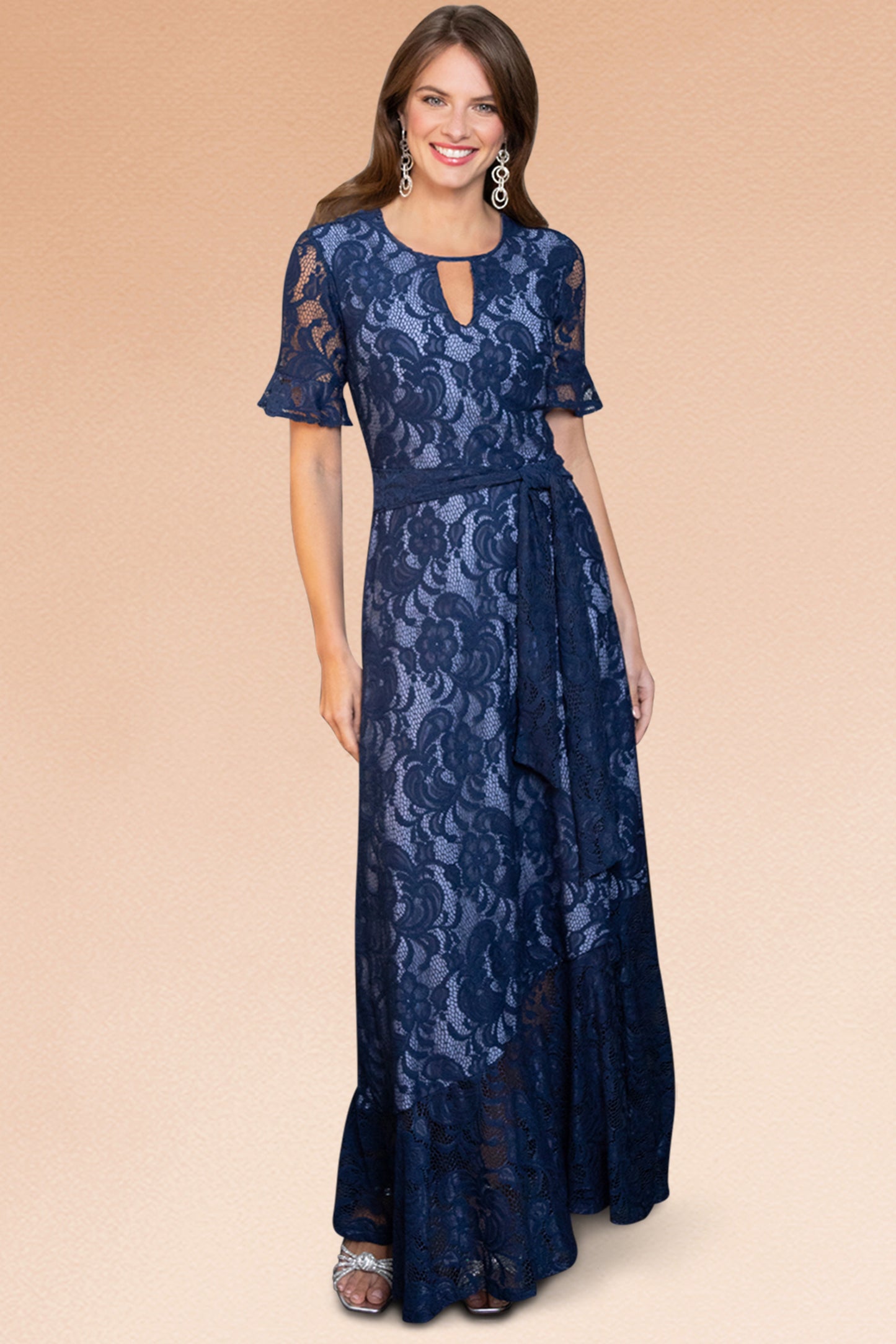 Asymmetric Lace Keyhole Dress