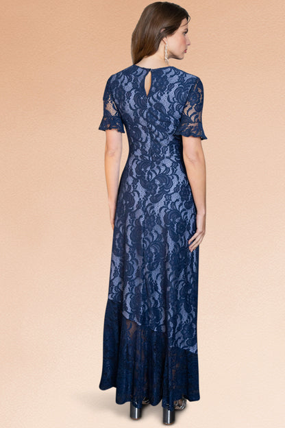 Asymmetric Lace Keyhole Dress