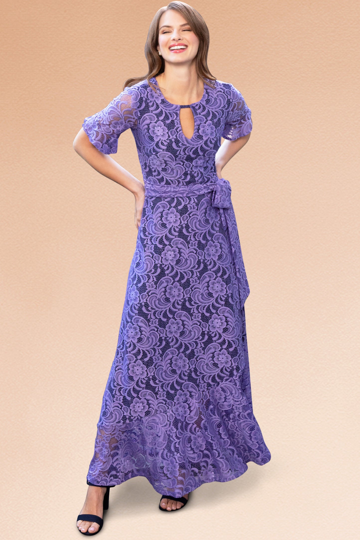 Asymmetric Lace Keyhole Dress