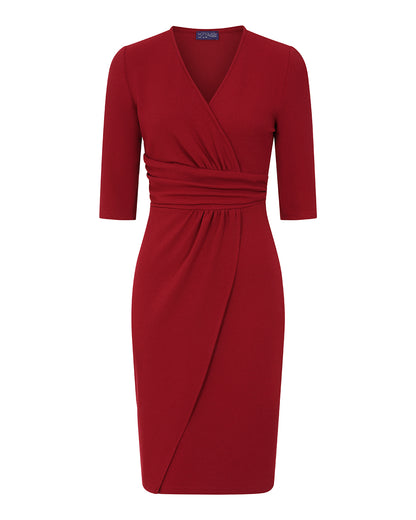 Ascot Mock-Wrap Dress