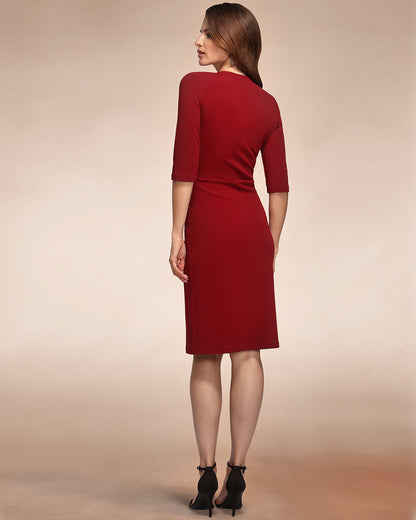 Ascot Mock-Wrap Dress