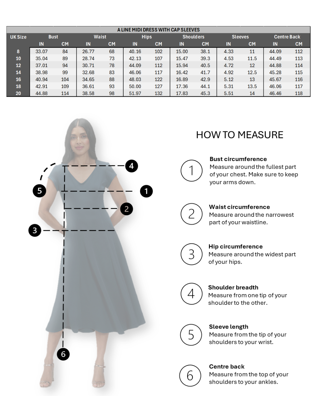 A Line Midi Dress with Cap Sleeves
