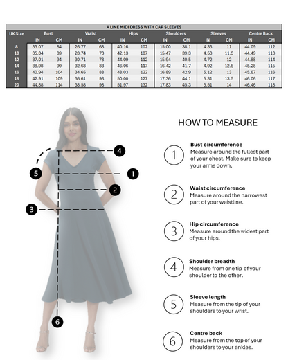 A Line Midi Dress with Cap Sleeves