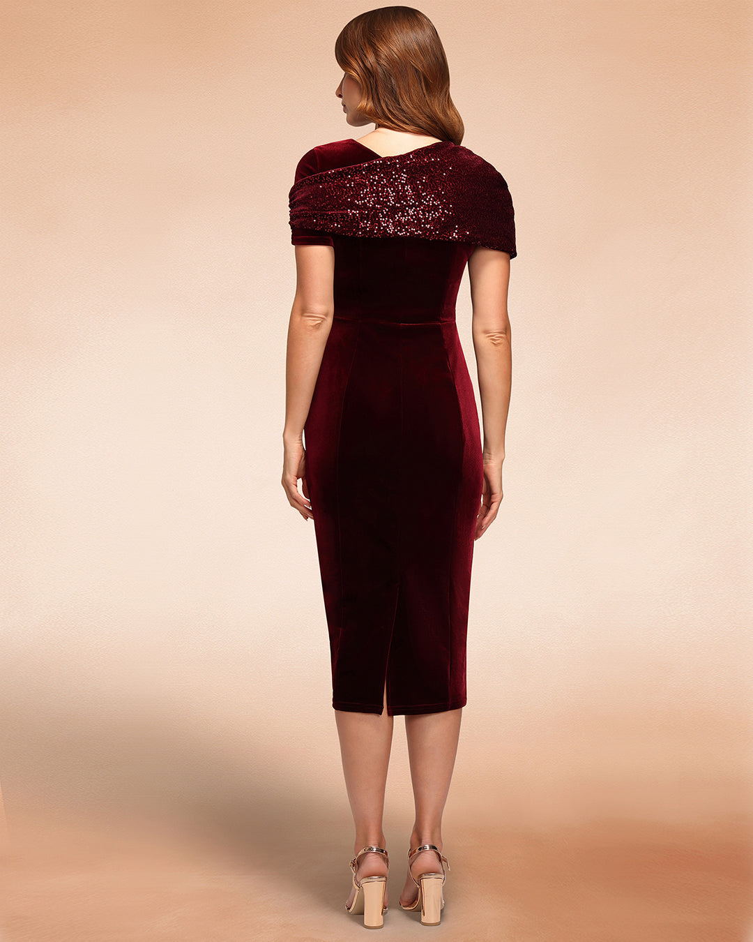 Cape Bodycon Sequin Velvet Dress