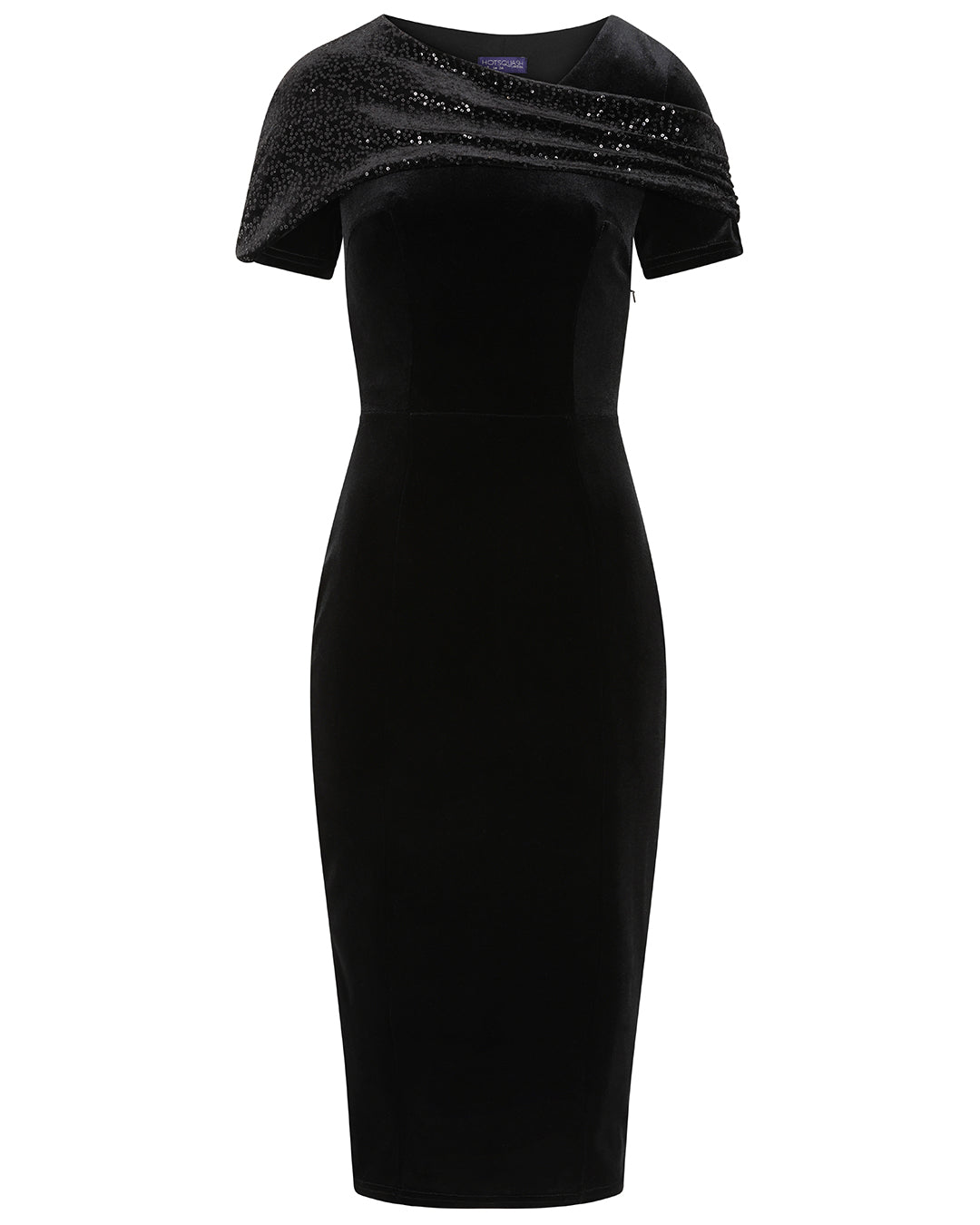Cape Bodycon Sequin Velvet Dress