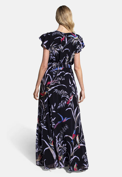 Elegant Mock-Wrap Chiffon Maxi Dress