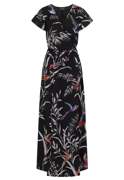 Elegant Mock-Wrap Chiffon Maxi Dress