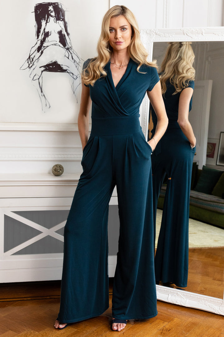 Wide Leg Jumpsuit with Cap Sleeves