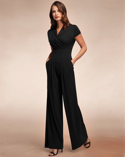 Cap Sleeved Wide Leg Jumpsuit