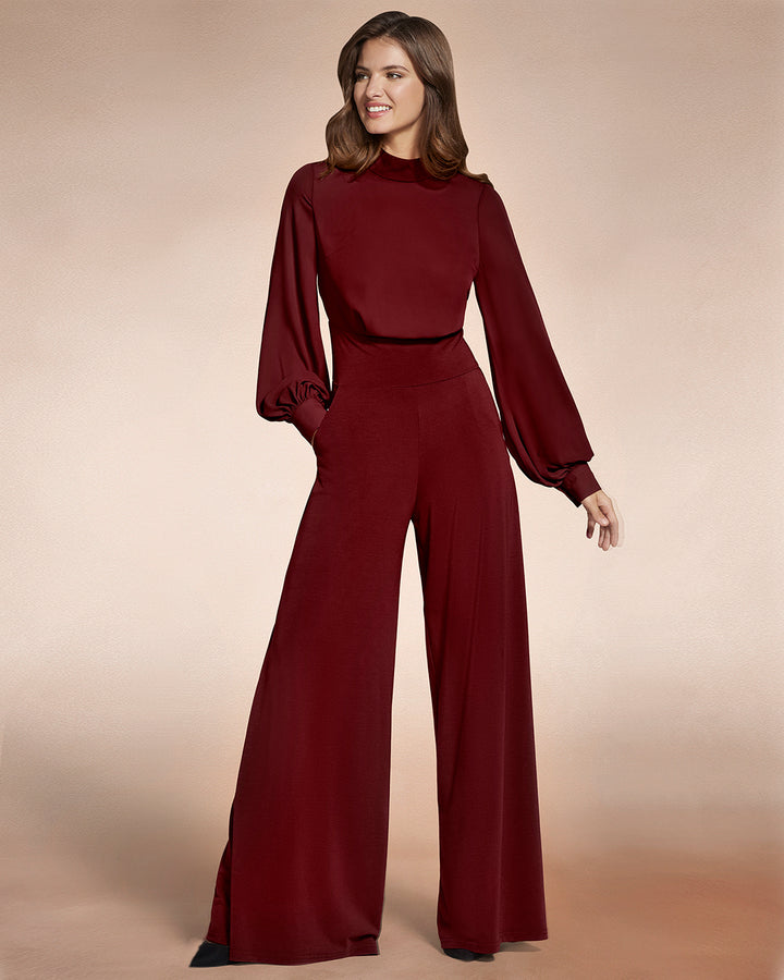 Wide Leg Jumpsuit with Blouson Sleeve