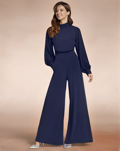 Wide Leg Jumpsuit with Blouson Sleeve