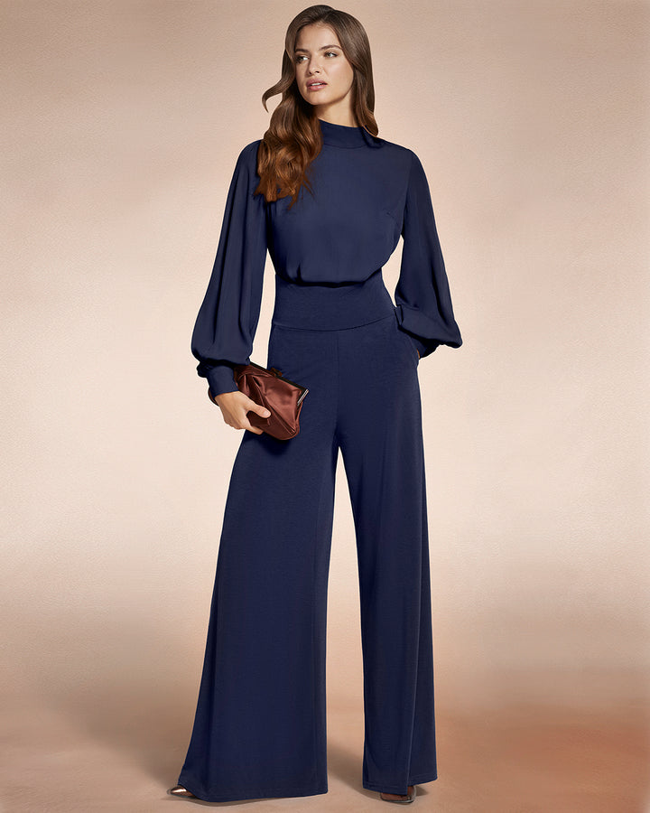 Wide Leg Jumpsuit with Blouson Sleeve
