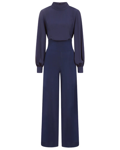 Wide Leg Jumpsuit with Blouson Sleeve