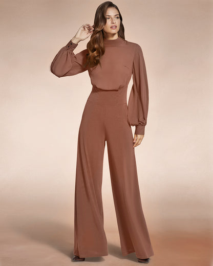 Wide Leg Jumpsuit with Blouson Sleeve