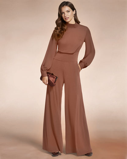 Wide Leg Jumpsuit with Blouson Sleeve