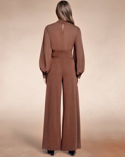 Wide Leg Jumpsuit with Blouson Sleeve