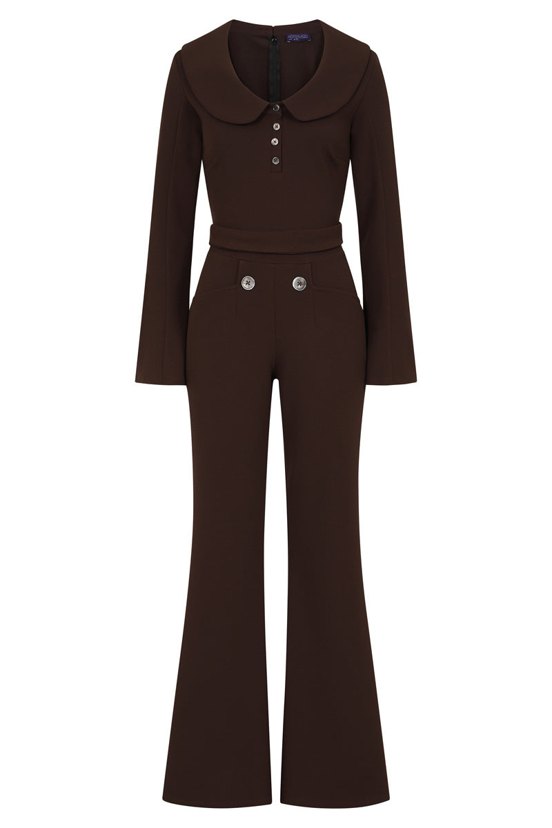 Bell-Bottom Jumpsuit with Collar Detail