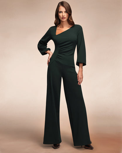 Ruched Jumpsuit with Sleeves