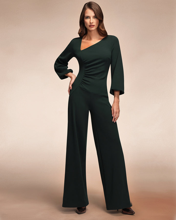 Ruched Jumpsuit with Sleeves