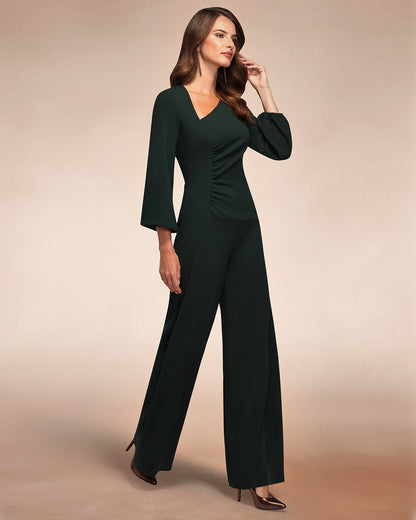 Ruched Jumpsuit with Sleeves