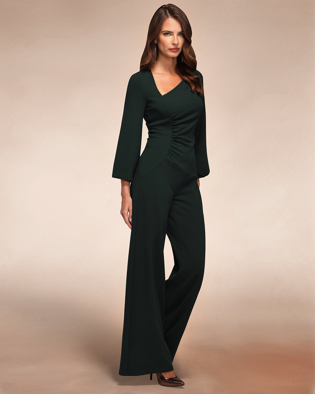 Ruched Jumpsuit with Sleeves