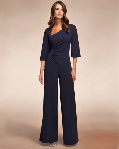 Ruched Jumpsuit with Sleeves