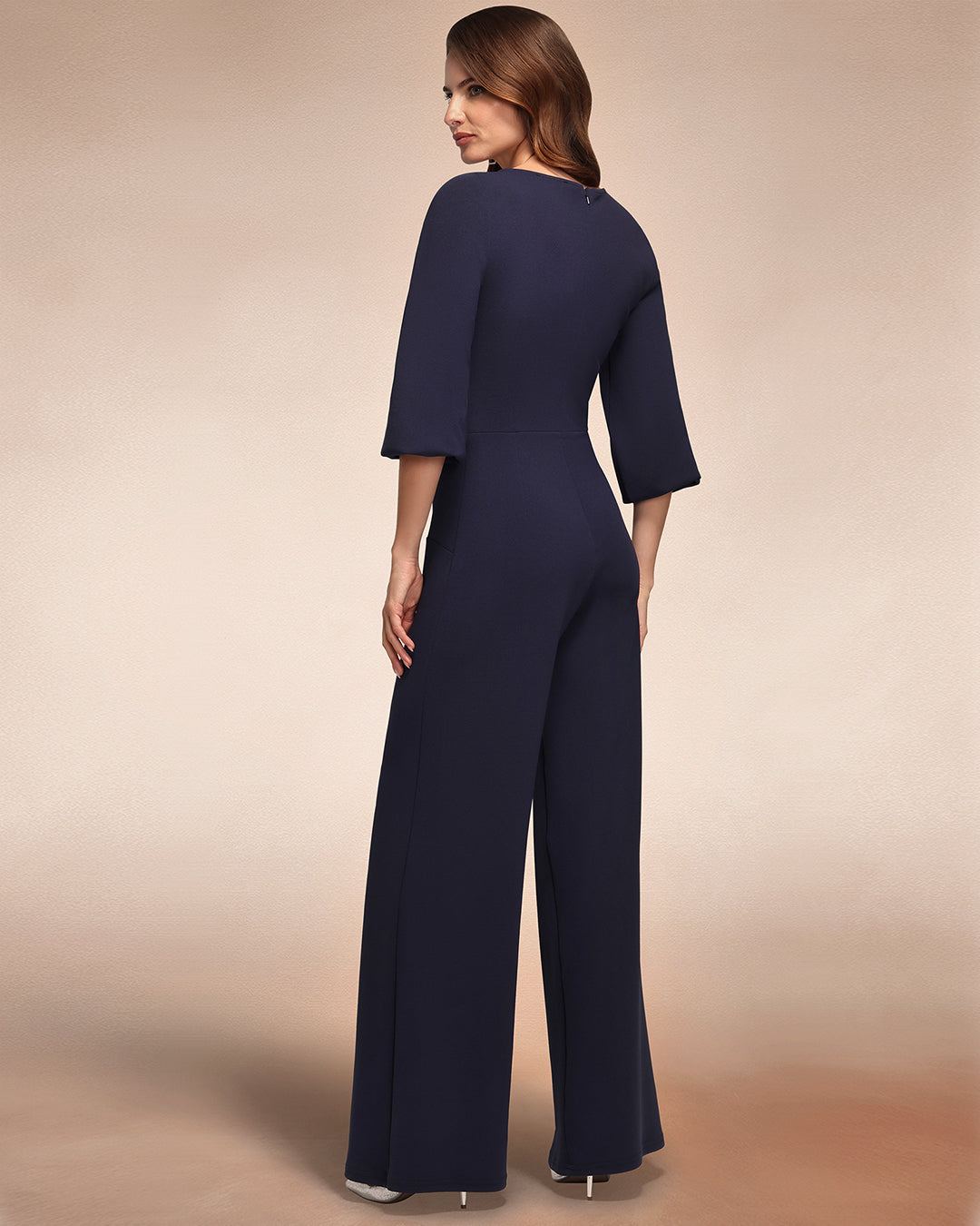 Ruched Jumpsuit with Sleeves