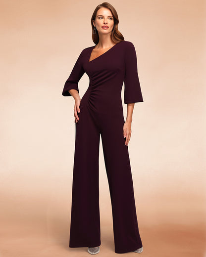 Ruched Jumpsuit with Sleeves