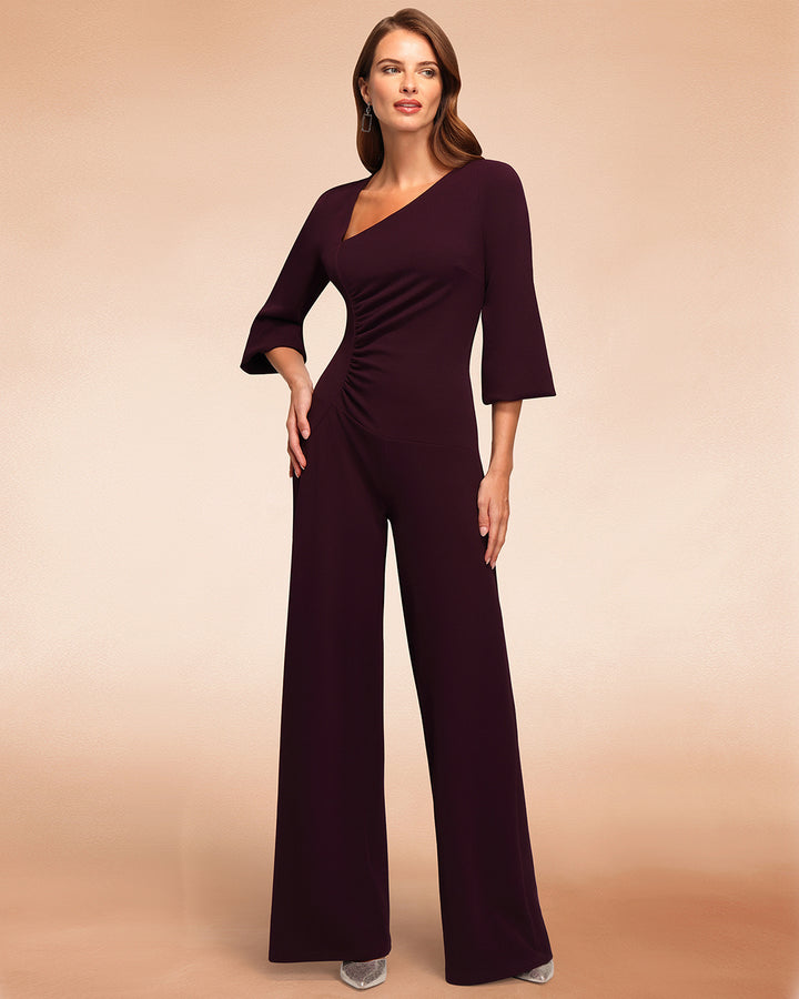 Ruched Jumpsuit with Sleeves