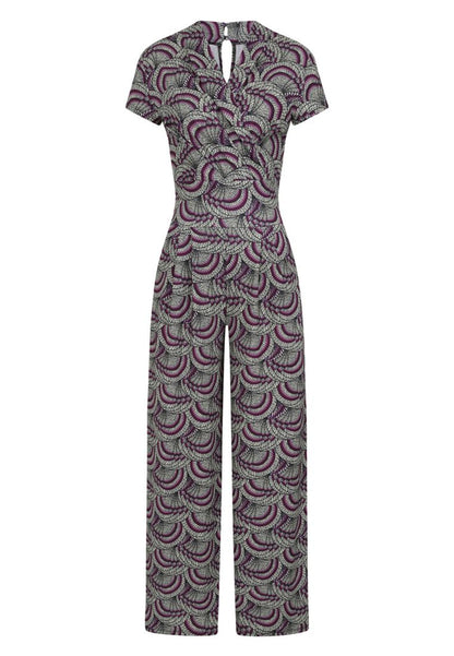 V Neck Wide Leg Jumpsuit with Cap Sleeves