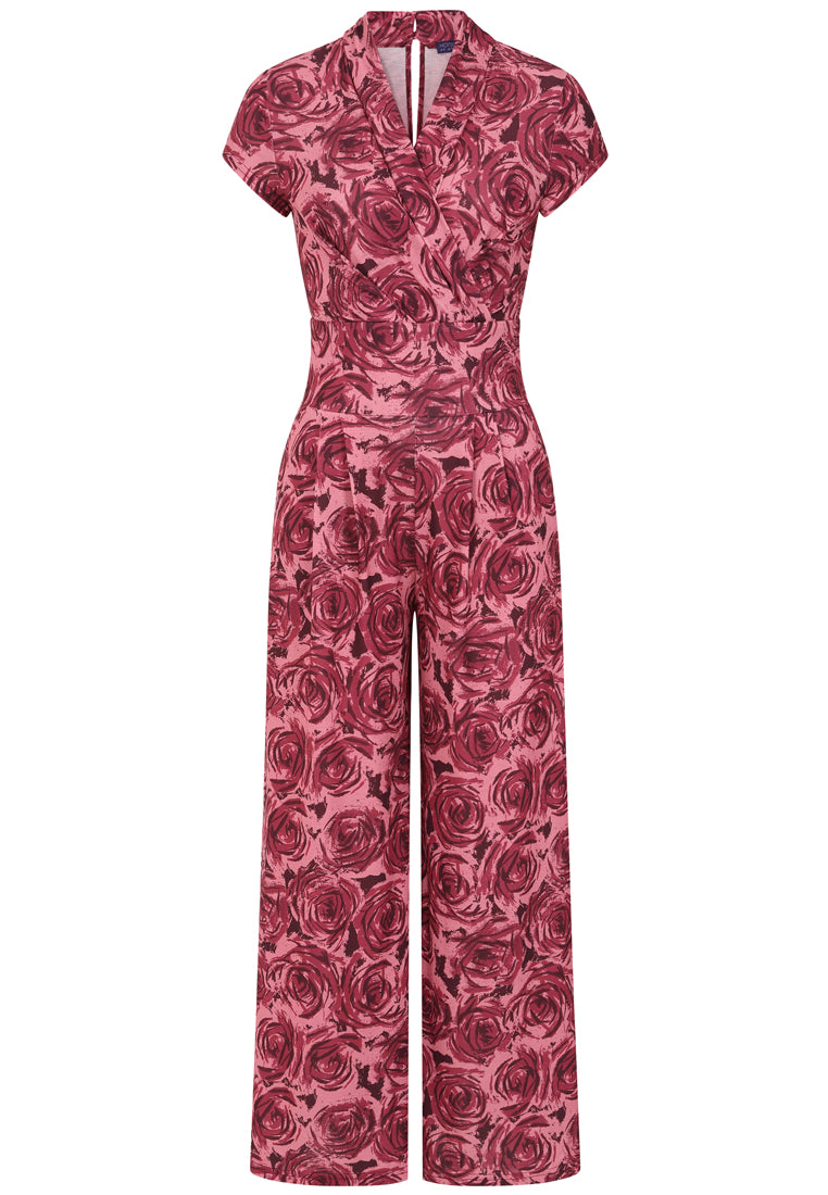 V Neck Wide Leg Jumpsuit with Cap Sleeves