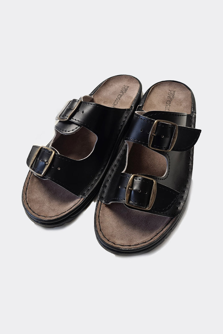 Premium Handcrafted 2 Strap Leather Men's Sliders