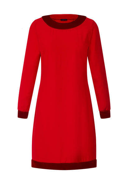 Velvet Detail Long Sleeved Swing Dress
