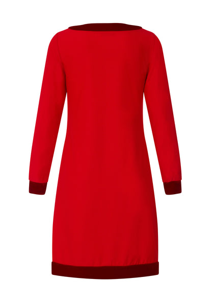 Velvet Detail Long Sleeved Swing Dress
