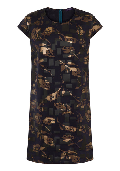 Capped Sleeve Floral Shift Dress