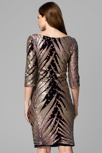 Knee-length Sequin Dress with Sleeves