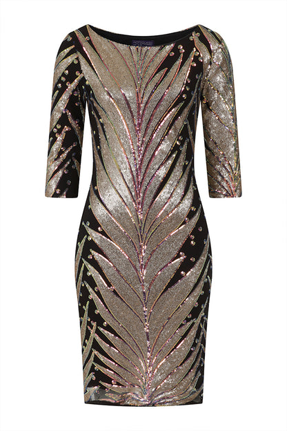 Knee-length Sequin Dress with Sleeves
